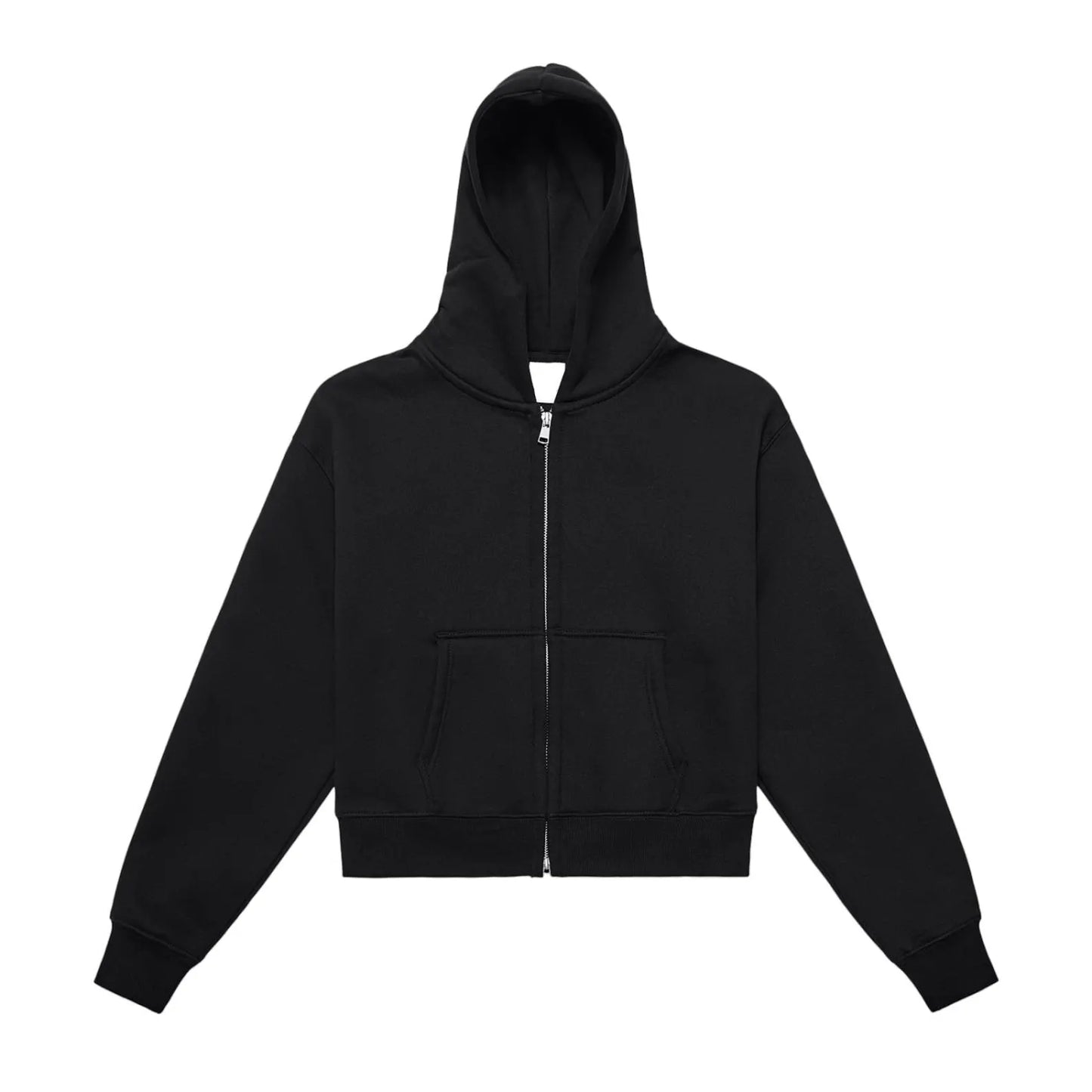 350 GSM | 10.3oz WOMEN 'BLACK' DOUBLE ZIPPER CROP HOODIE