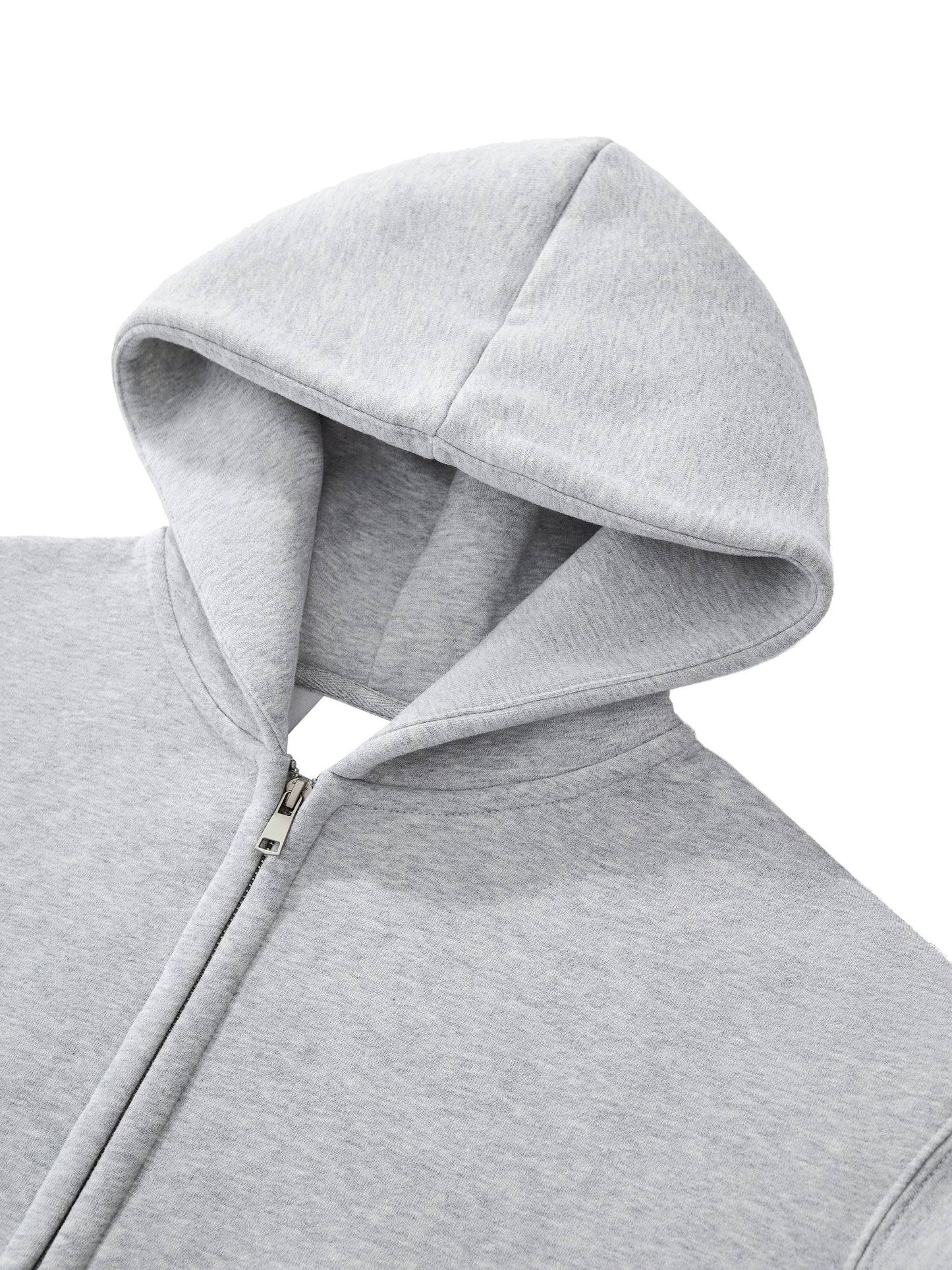 350 GSM | 10.3oz WOMEN 'LIGHT GRAY' DOUBLE ZIPPER CROP HOODIE